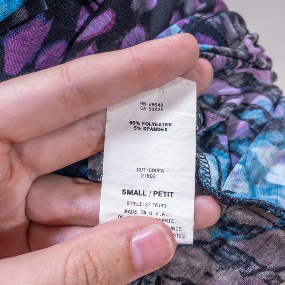 Vintage Y2K S Watercolor Print Stretchy Blouson Long-sleeved Dress - Picture 9 of 11